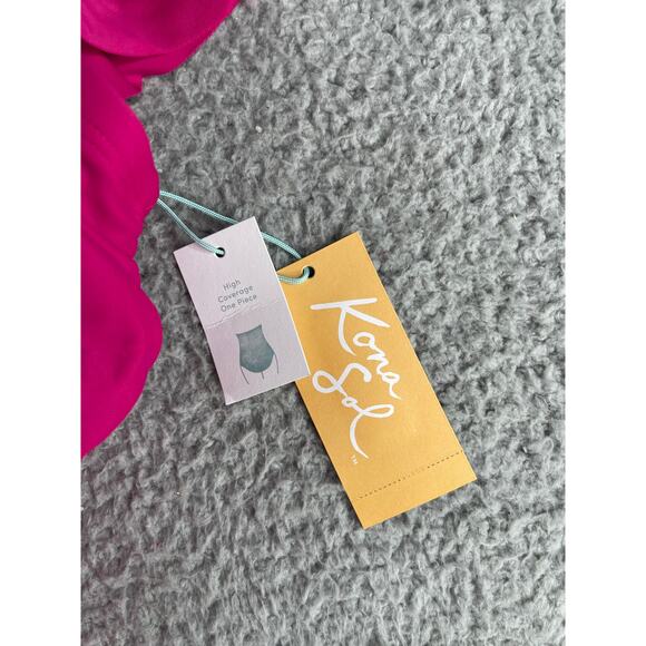 Kona Sol One Piece Swimsuit Womens 20 Pink Padded Asymmetrical One Shoulder NWT - Picture 2 of 9